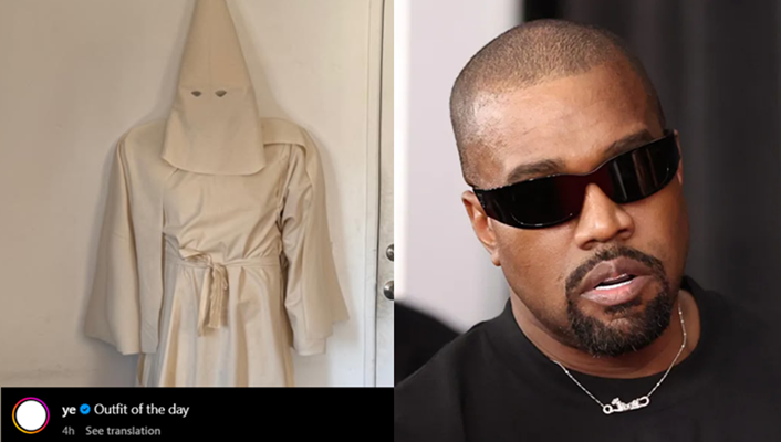 Kanye West condivide il suo “outfit of the day” su IG: è un costume del Ku Klux Klan [FOTO]